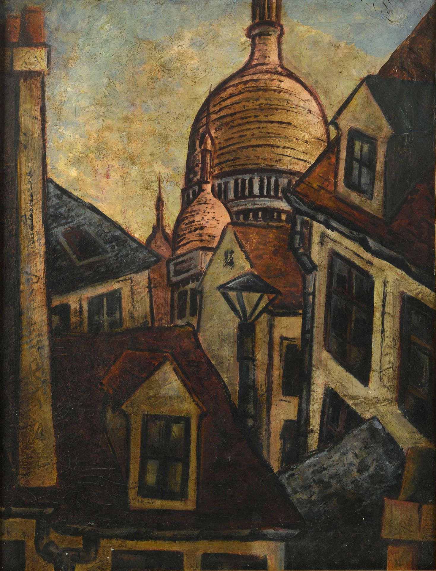 Null Ecole de Montmartre Le Sacré-Coeur Huile sur toile. 50 x 66 cm