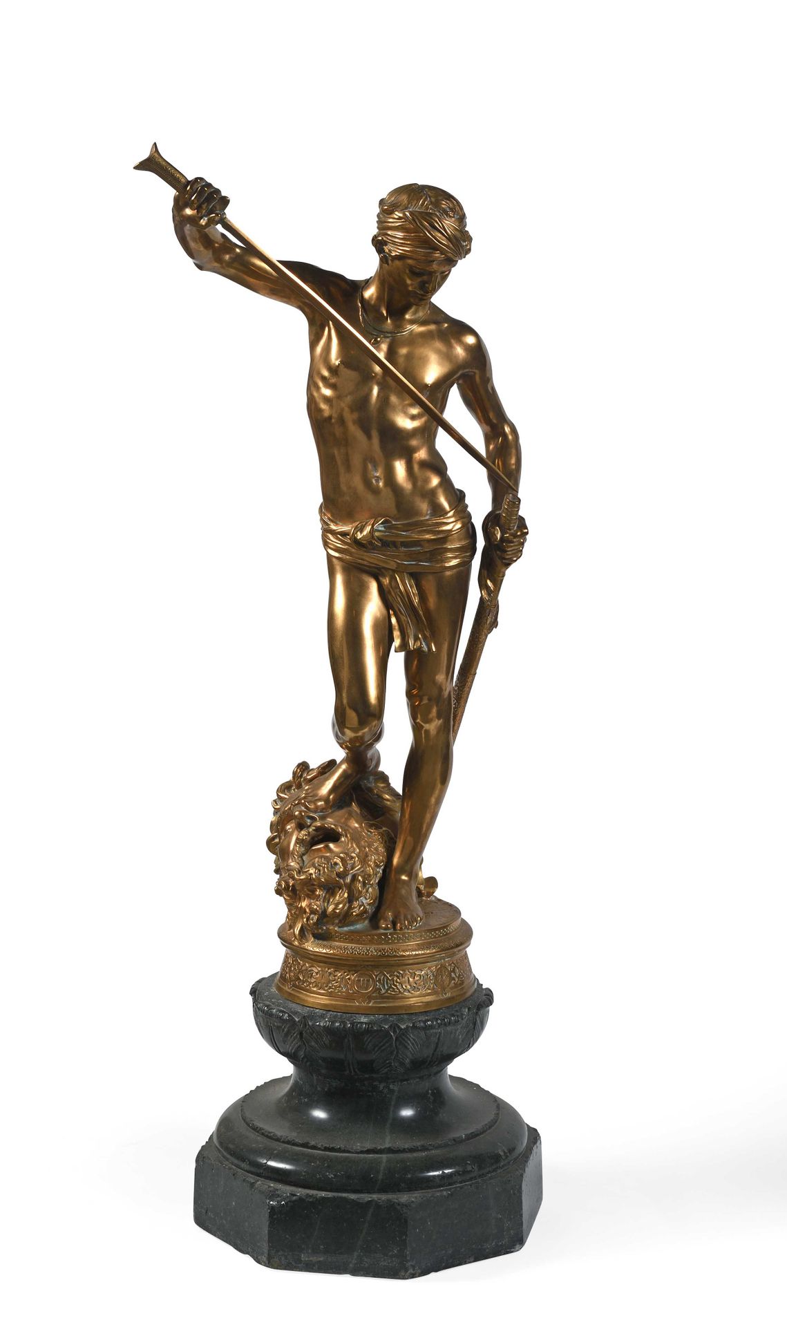 Null 
Antonin MERCIE (1845-1916) David Epreuve en bronze à patine dorée, signée,&hellip;