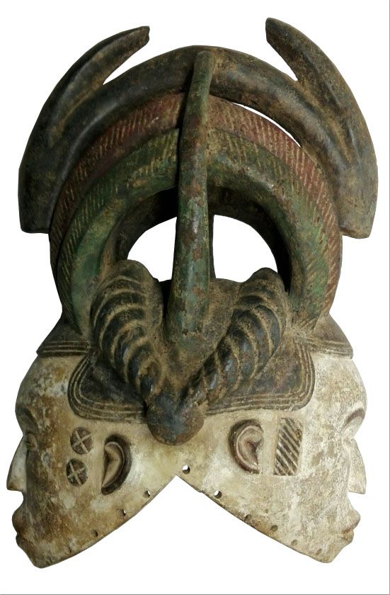 Null Casque Igbo, Nigéria Afrique. Rare et important masque cimier janus Igbo. S&hellip;