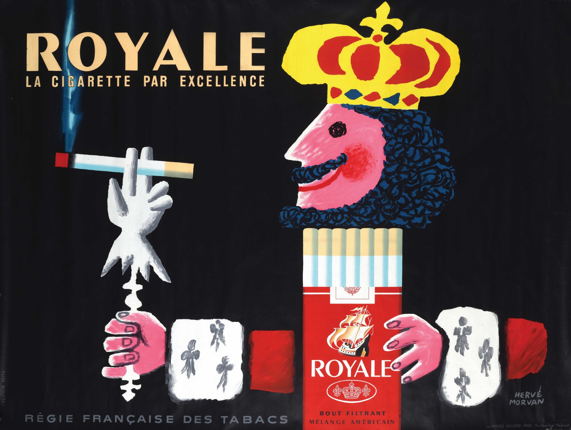Null Hervé MORVAN (1917-1980) Royale, la cigarette par excellence Affi che litho&hellip;