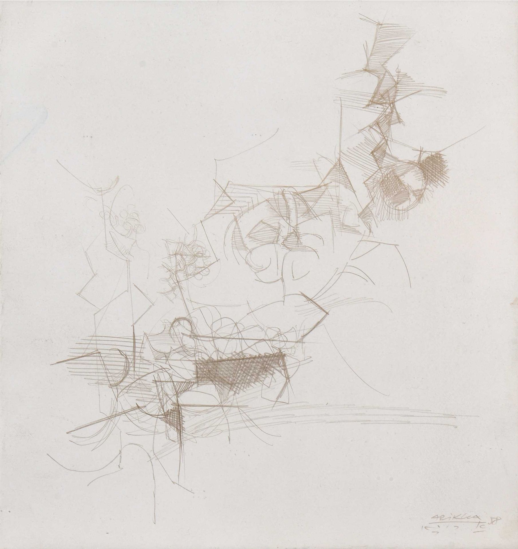 Null Avigdor ARIKHA (1929-2010) Composition, 1958 Crayon sur papier. Signé et da&hellip;