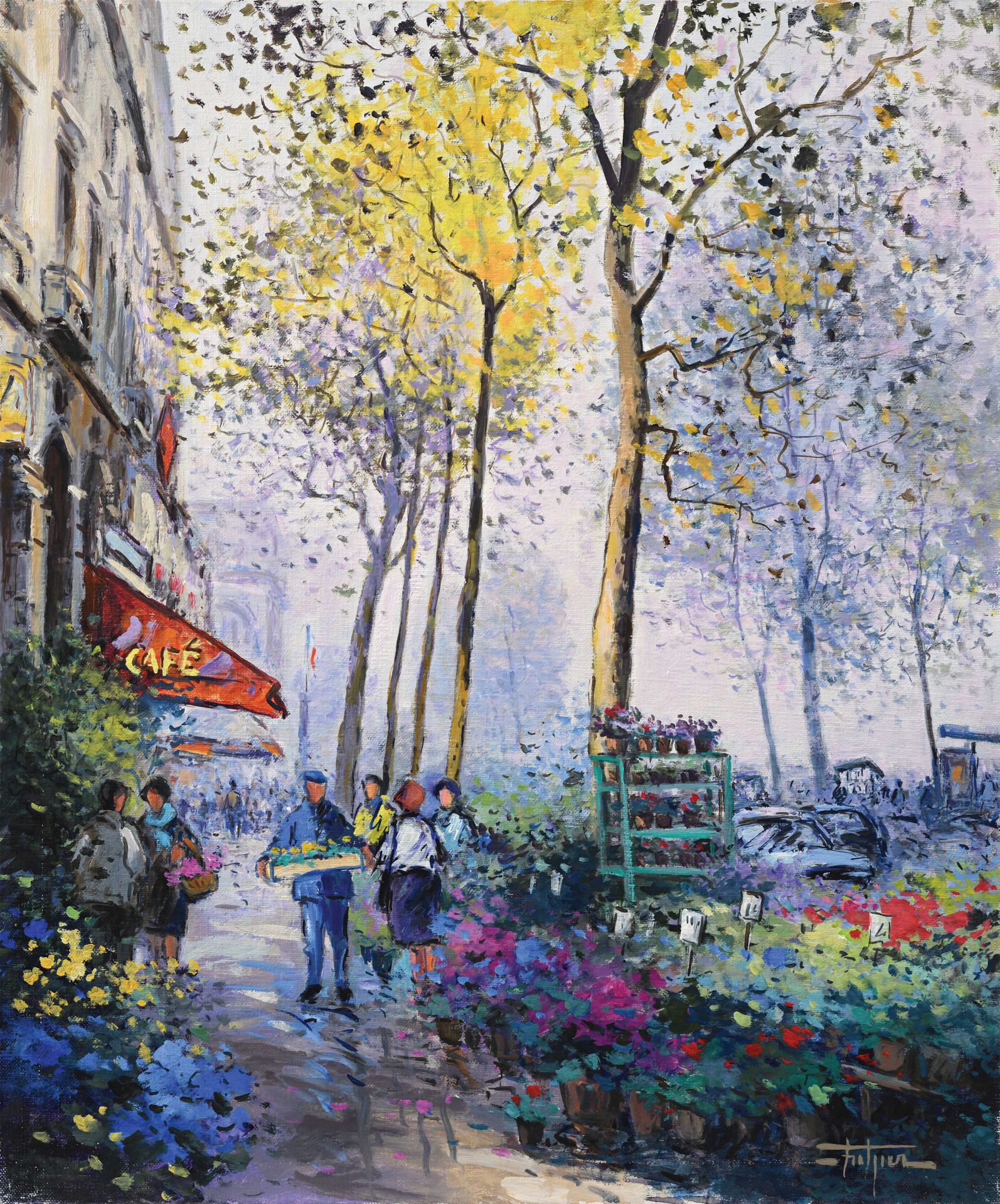 Null 
让-贝尔纳-特罗齐尔 (生于1950年) 

巴黎，码头上的花卉市场 

布面油画。 

右下方有签名，背面有会签、标题和位置。 

55 x 46&hellip;