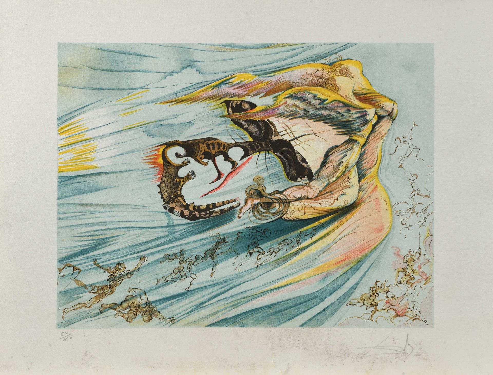 Null Salvador DALI (1904-1989) Anamorphose de Lincoln Lithographie en couleurs. &hellip;