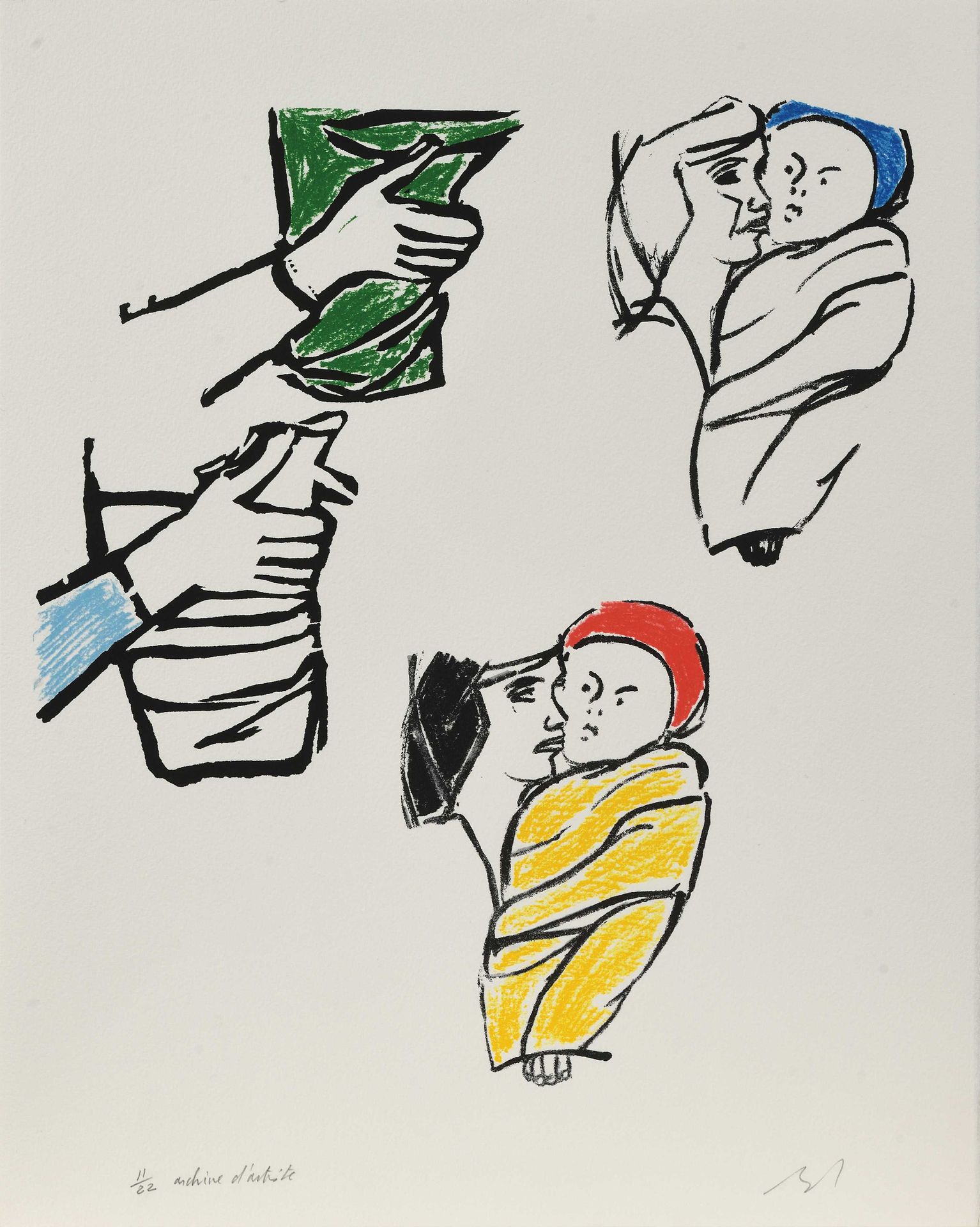 Null Pierre BURAGLIO (Né en 1939) Lithographie en couleurs. Signée en bas à droi&hellip;