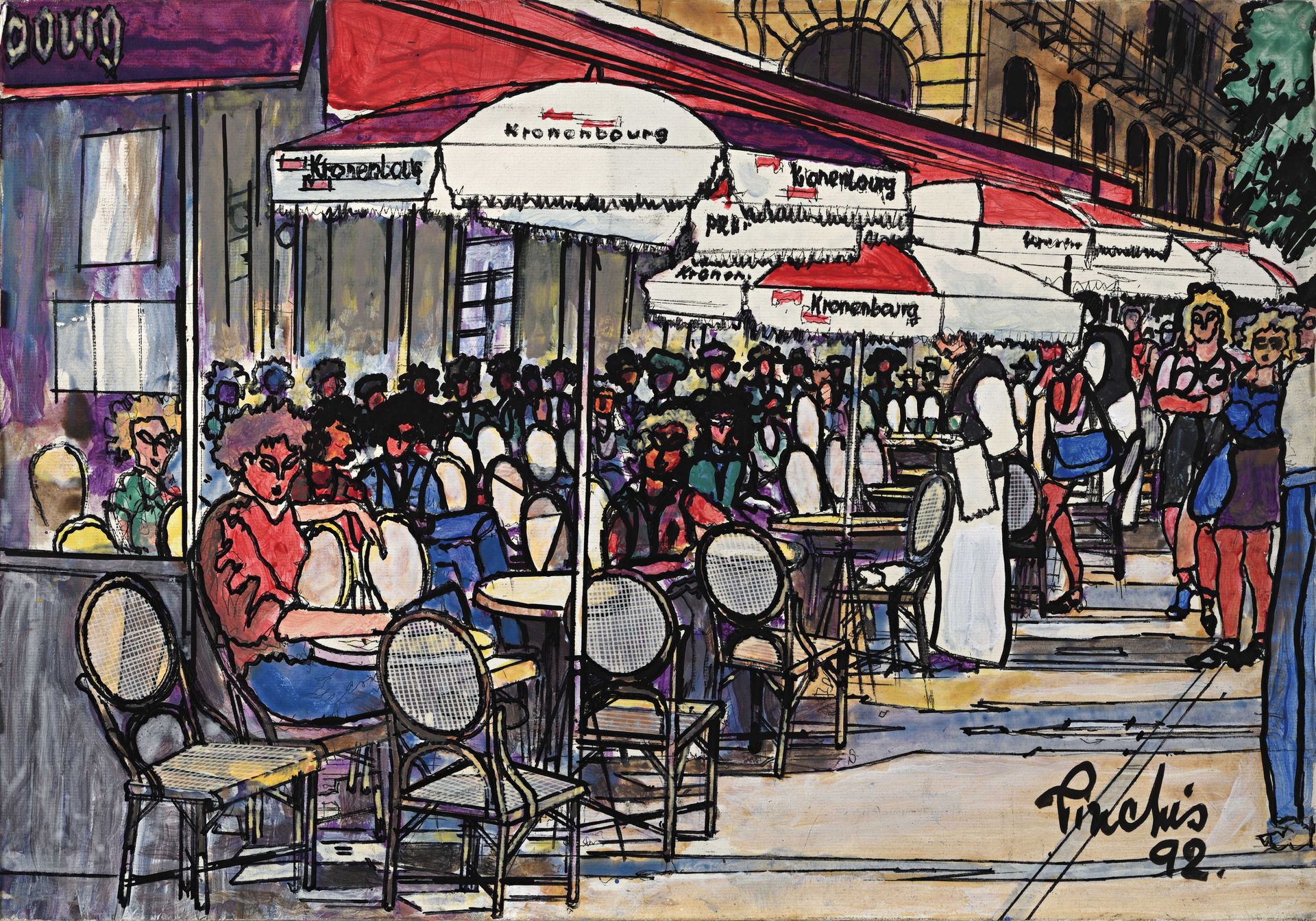 Null 
Martin PINCHIS (1907 - 2005) 

The Cafés of St. Germain, 1992 

Acrylic on&hellip;
