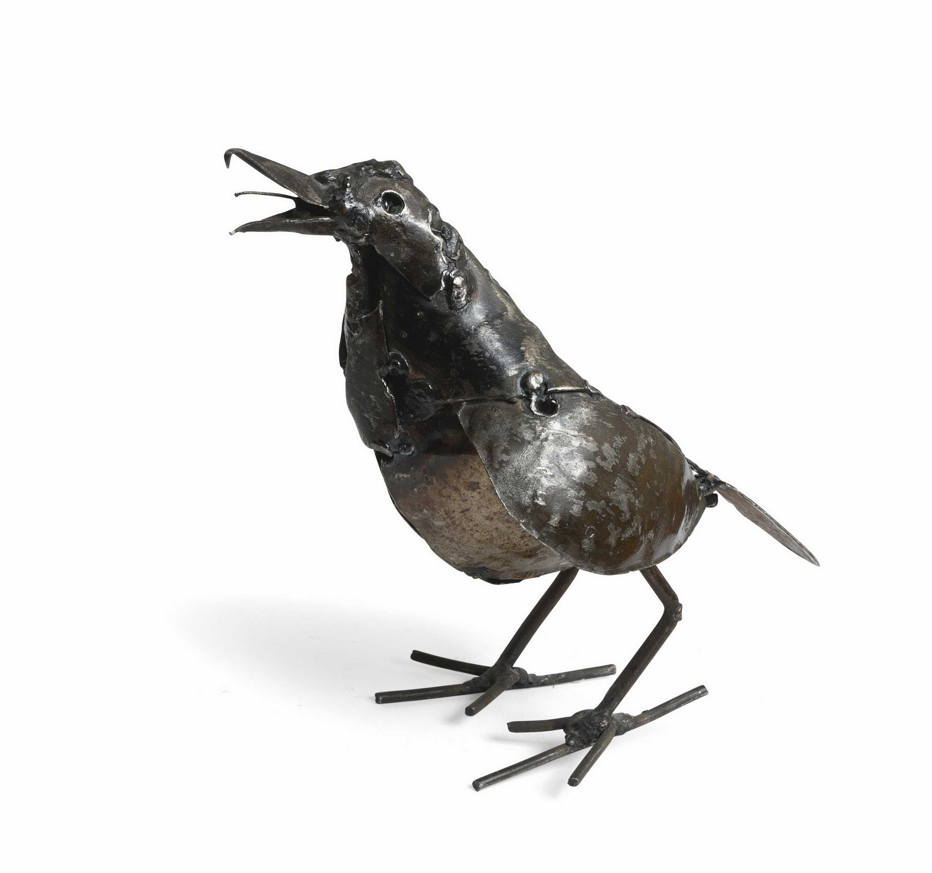 Null Le corbeau Epreuve en tôles soudées et patinées. 18 x 20 cm