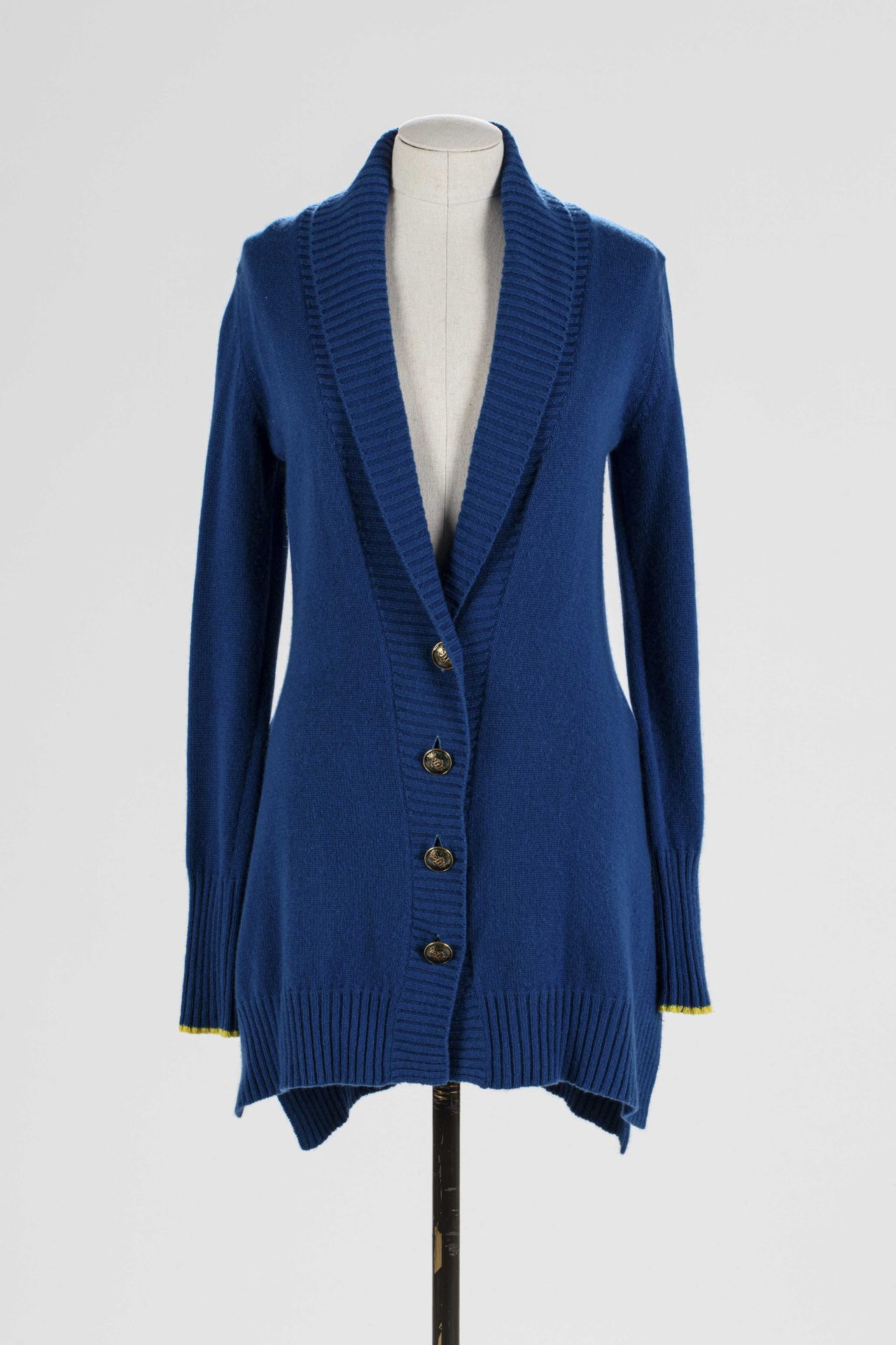 Null EMILIO PUCCI: cardigan lungo in cashmere blu, monopetto, collo a revers, ma&hellip;