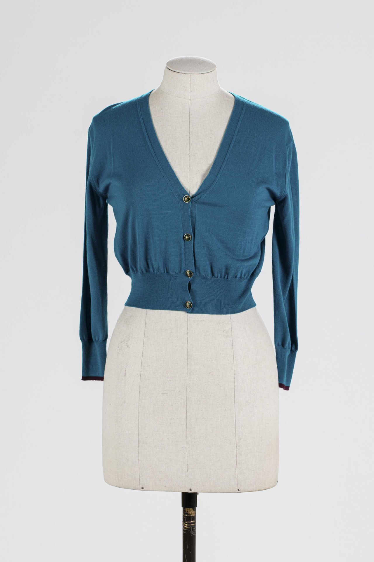 Null EMILIO PUCCI: blue virgin wool short cardigan, long sleeves, single breaste&hellip;