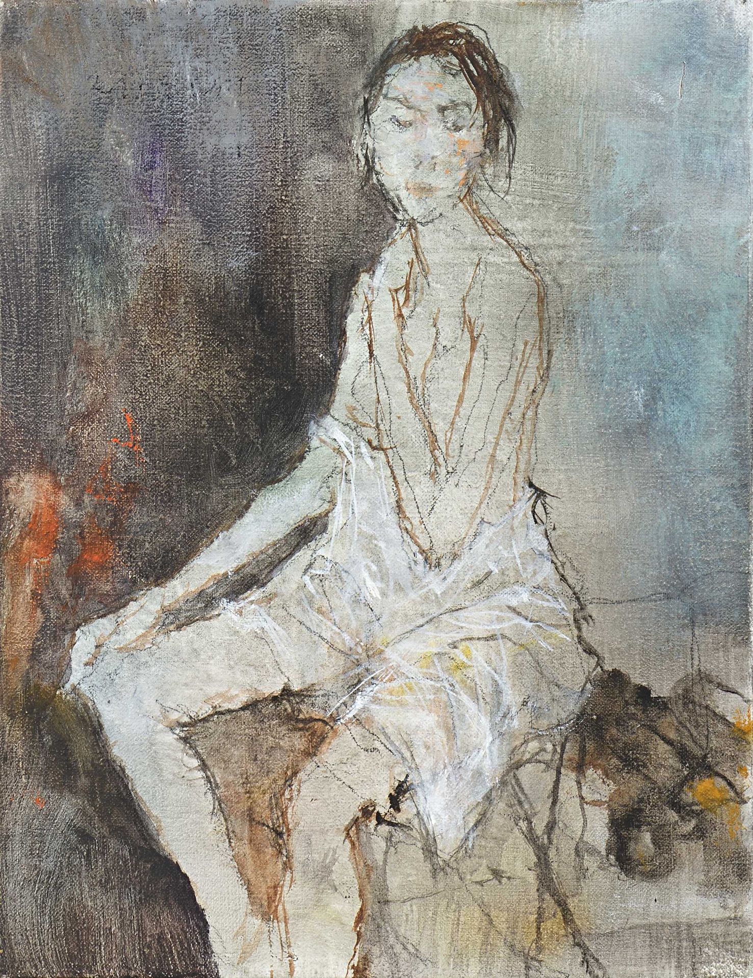 Null Jean JANSEM (1920-2013) Nu assis Huile sur toile Signée au dos. 24 x 19 cm