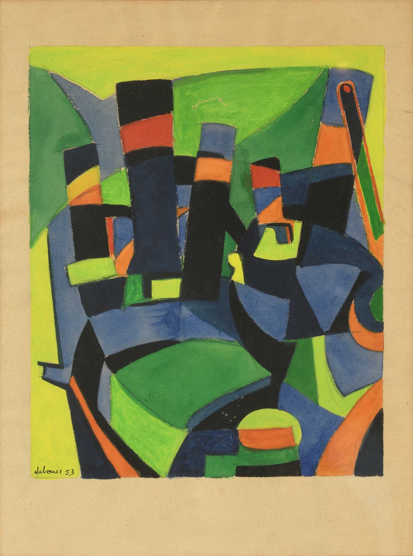 Null Pierre-Charles DABOUIS (1918-1979) Composition abstraite Aquarelle. Signée &hellip;
