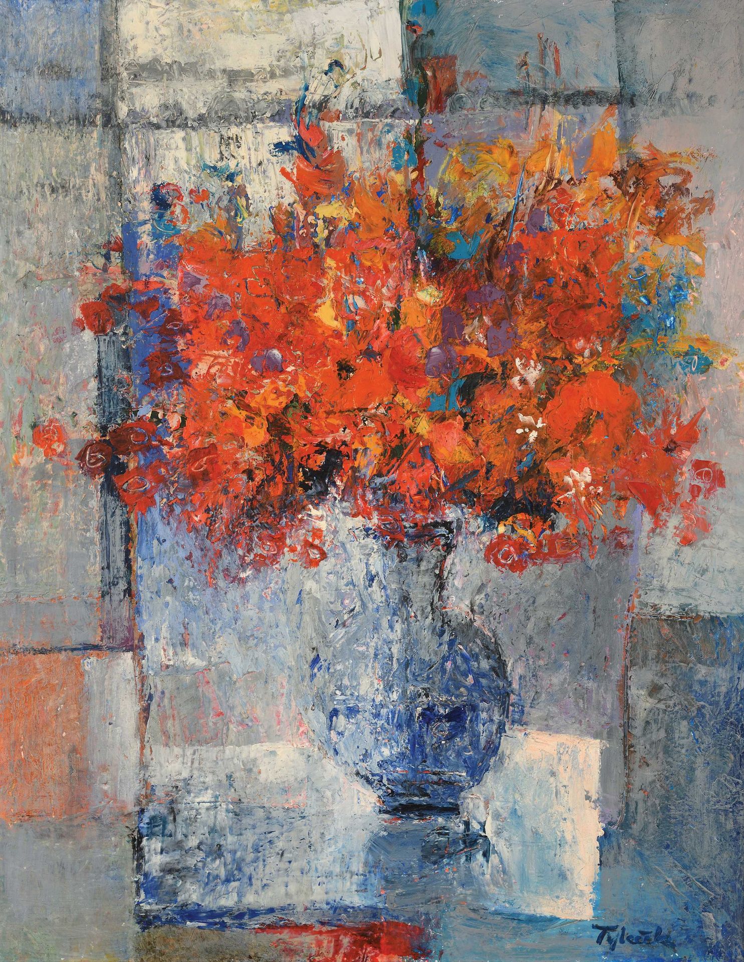 Null Zdenka TYLECEK (1948) Bouquet de fleurs Huile sur toile signée en bas à dro&hellip;