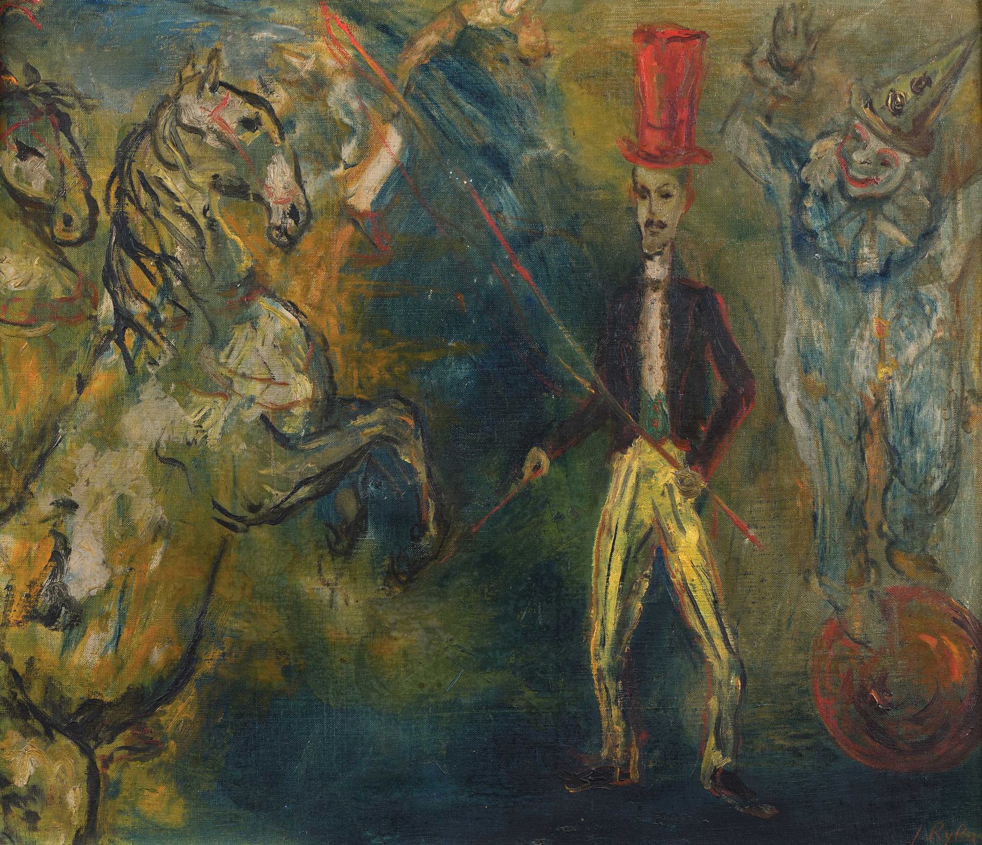 Null Issachar Ber RYBACK (1897-1935) Cirque Huile sur toile. Signée en bas à dro&hellip;