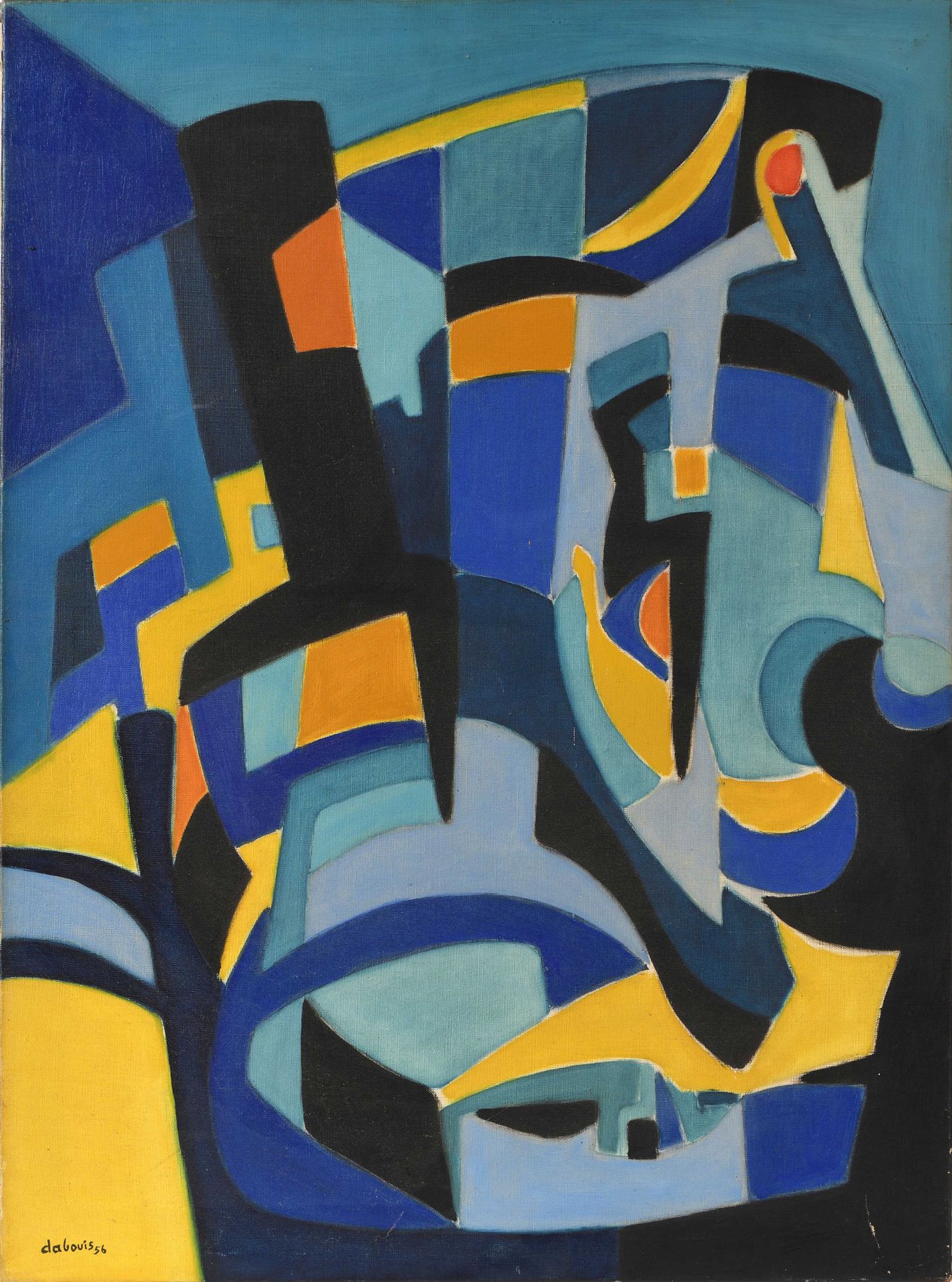 Null Pierre-Charles DABOUIS (1918-1979) Composition abstraite Huile sur toile si&hellip;