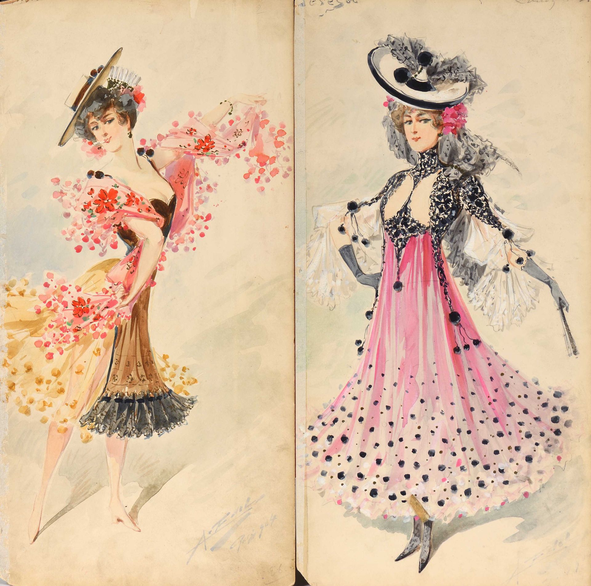 Null Alfredo EDEL COLORNO (1856-1912) Costume de comédie Aquarelle signée en bas&hellip;