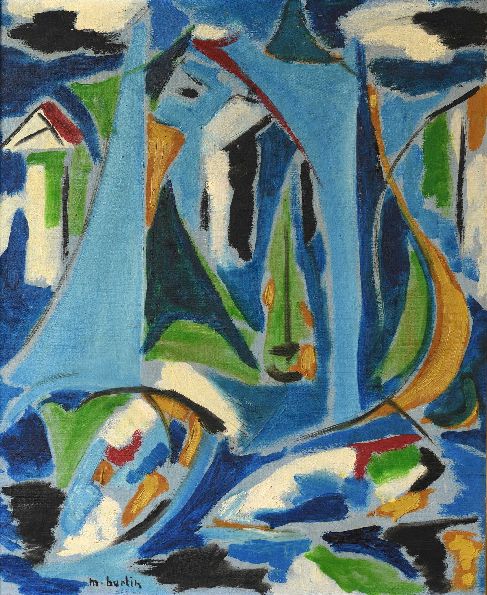 Null Marcel BURTIN (1902-1979) Voiliers Huile sur toile. Signée en bas à gauche &hellip;