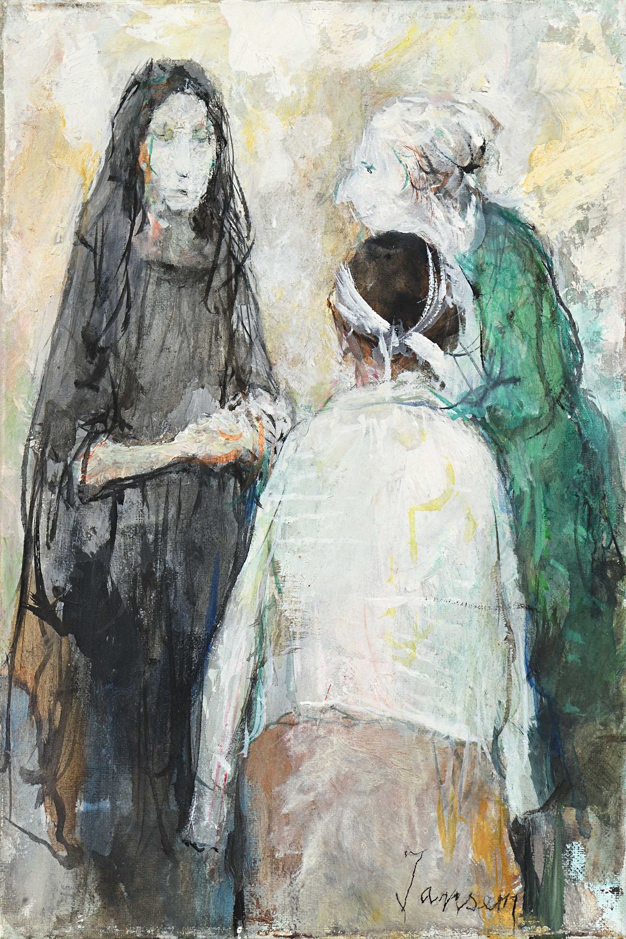 Null Jean JANSEM (1920-2013) Les trois femmes Huile sur toile. Signée en bas à g&hellip;