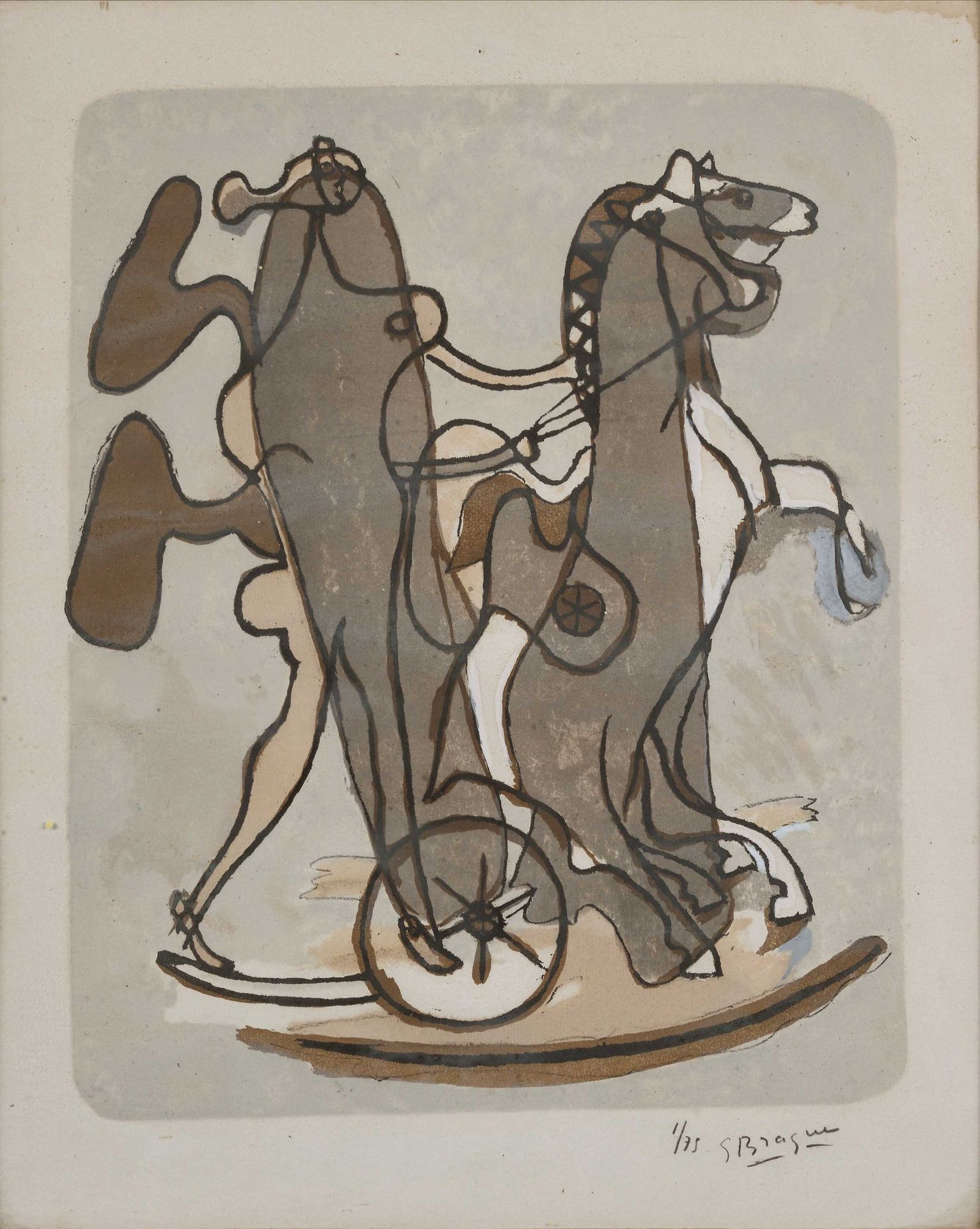 Null Georges BRAQUE (1882-1963) Athênêe. 1932. Lithographie en couleurs sur véli&hellip;