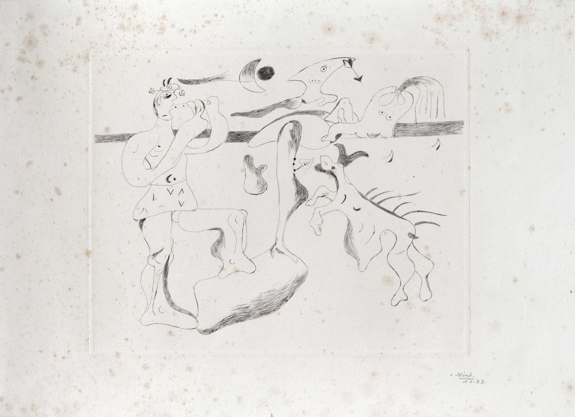 Null Joan MIRO (1893-1983) Daphnis et Chloé. 1933. Pointe-sèche sur vélin d Arch&hellip;