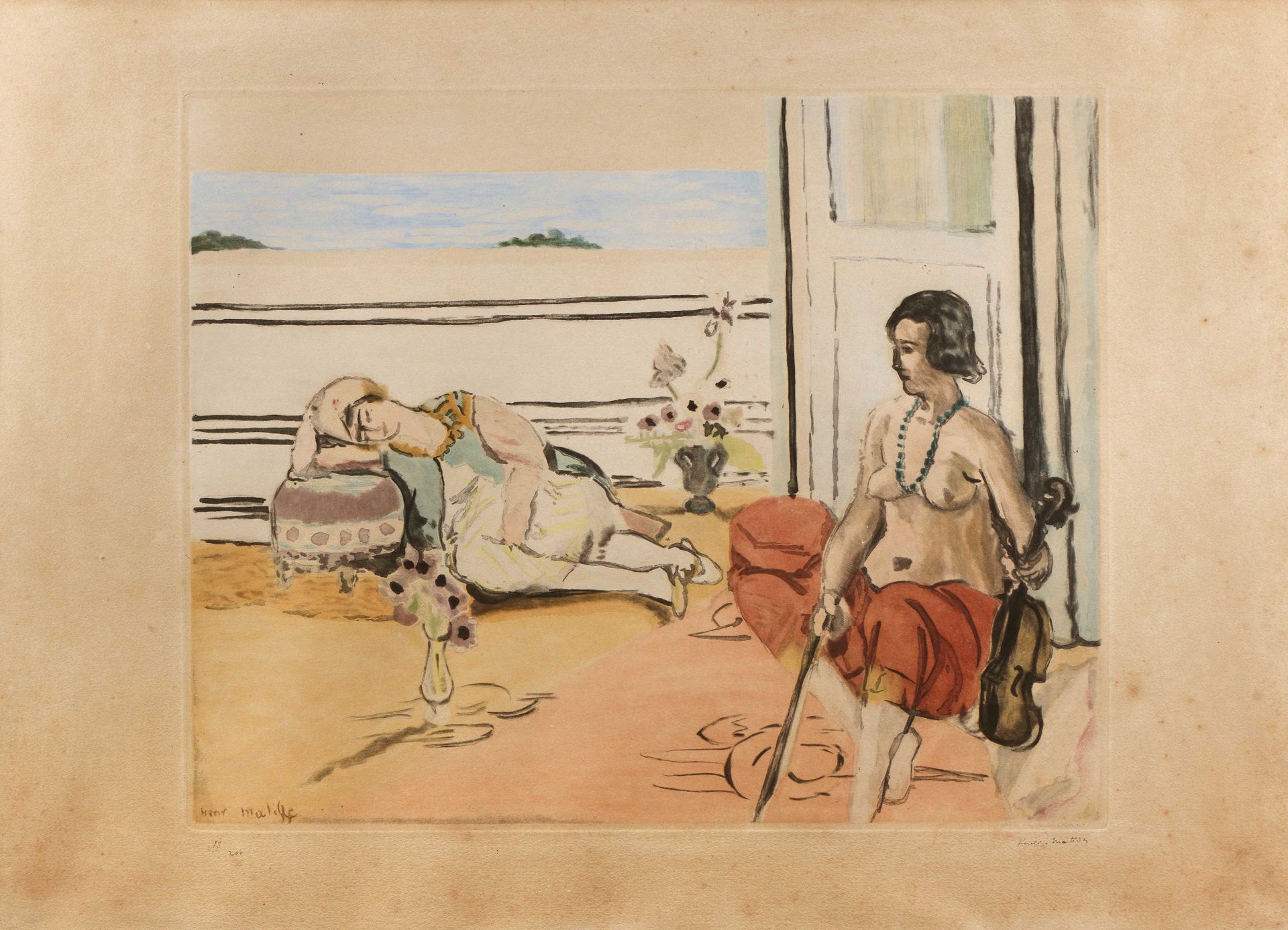 Null Jacques VILLON (1875-1963) Odalisque sur la terrasse, d après Henri Matisse&hellip;