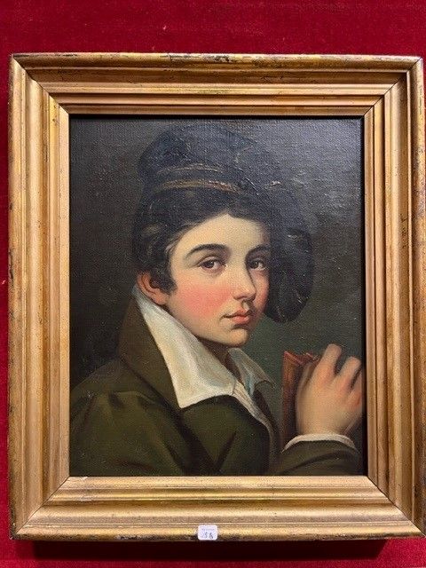 Null Ecole du XIXe siècle
Portrait de jeune homme
Huile sur toile
44 x 36 cm