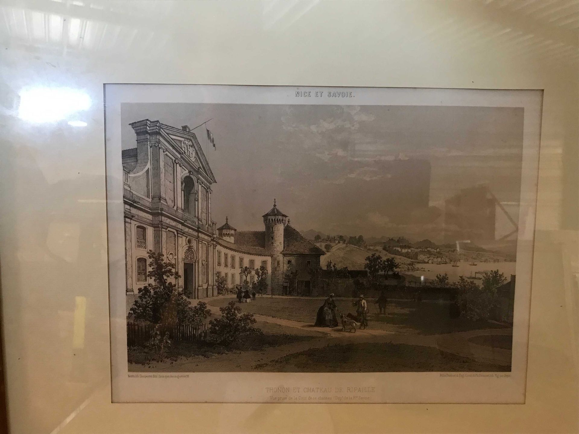 Null 贝诺斯特-费利克斯。尼斯和萨沃伊。Thonon和Château de Ripaille。南特；巴黎，夏尔彭蒂埃，约1860年；彩色石版画。 古老的投石&hellip;