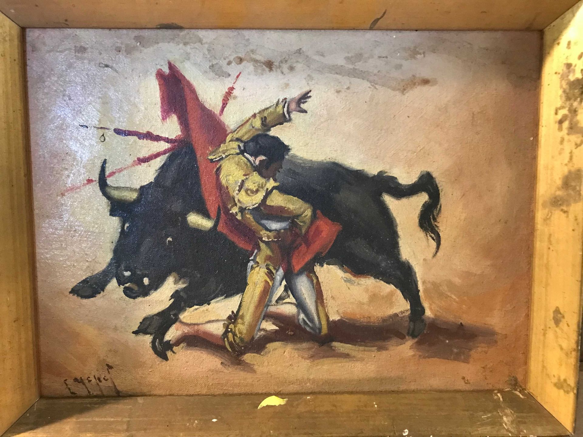 Null El torero, óleo sobre lienzo, firmado abajo a la izquierda José Yepes, 26x3&hellip;