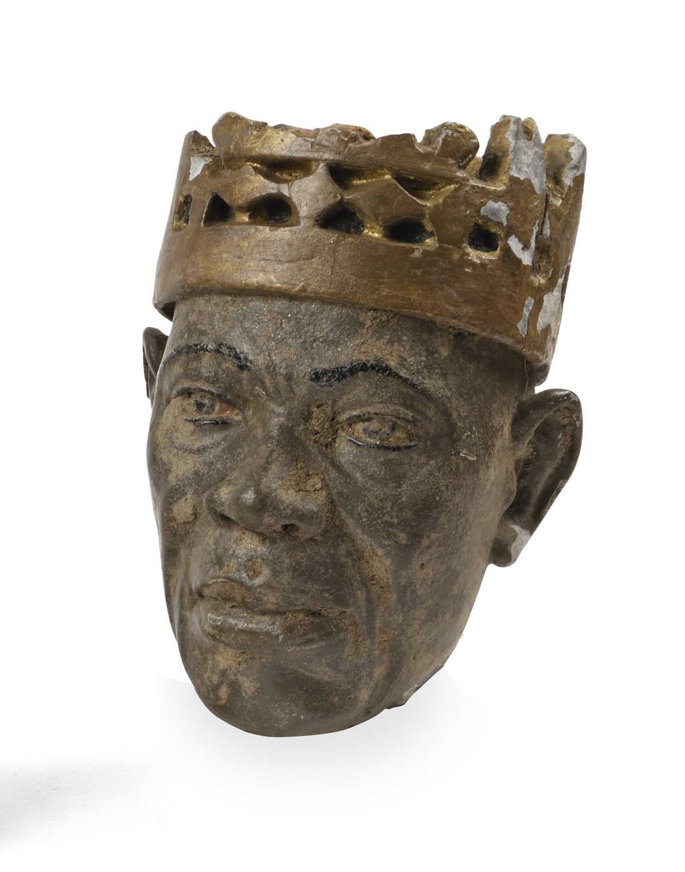 Null AFRICA Wooden head crowned in terracotta. Height : 14 cm Ref : 71