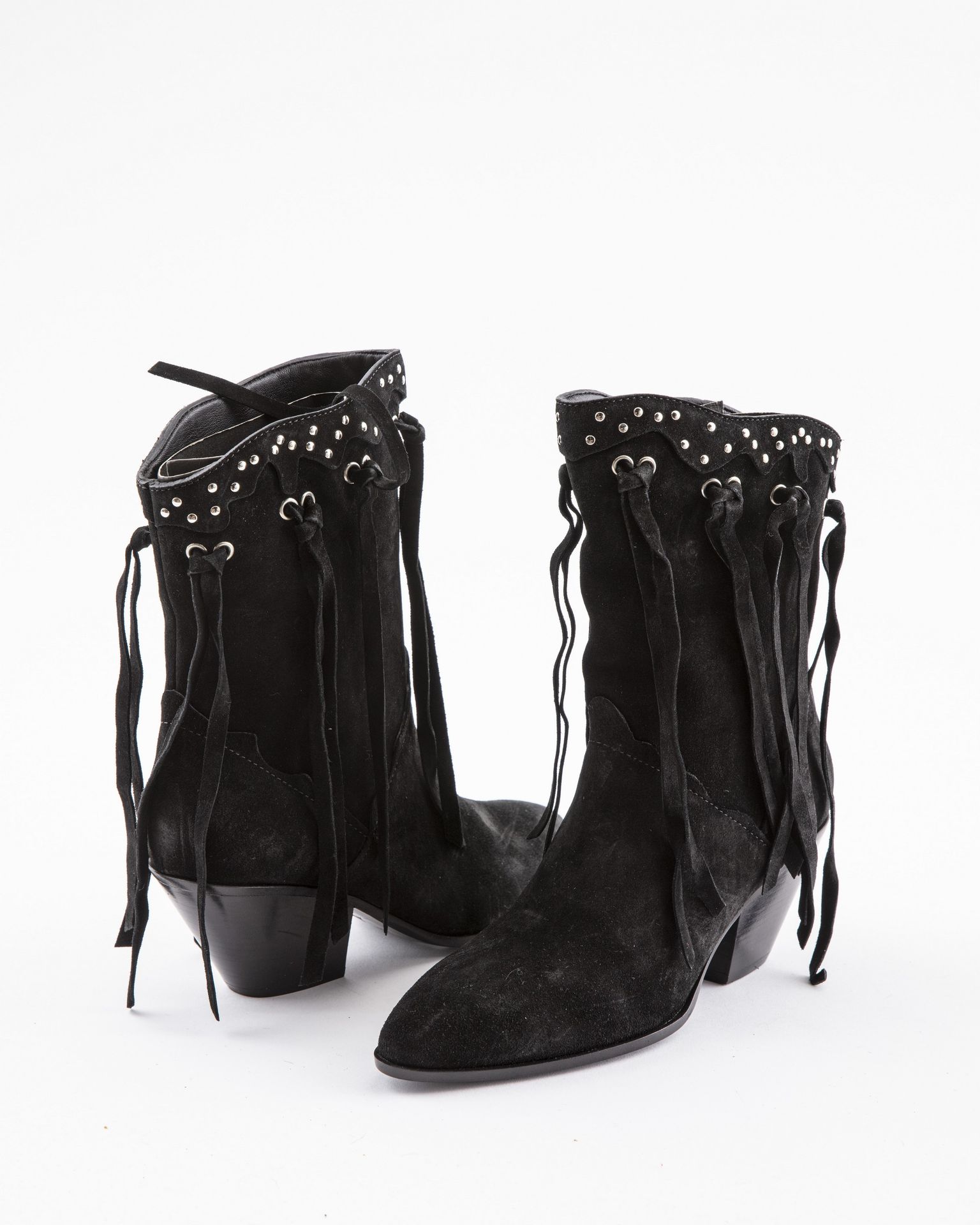 Null GIUSEPPE ZANOTTI: Black suede ankle boots with studs and bangs on the edge,&hellip;
