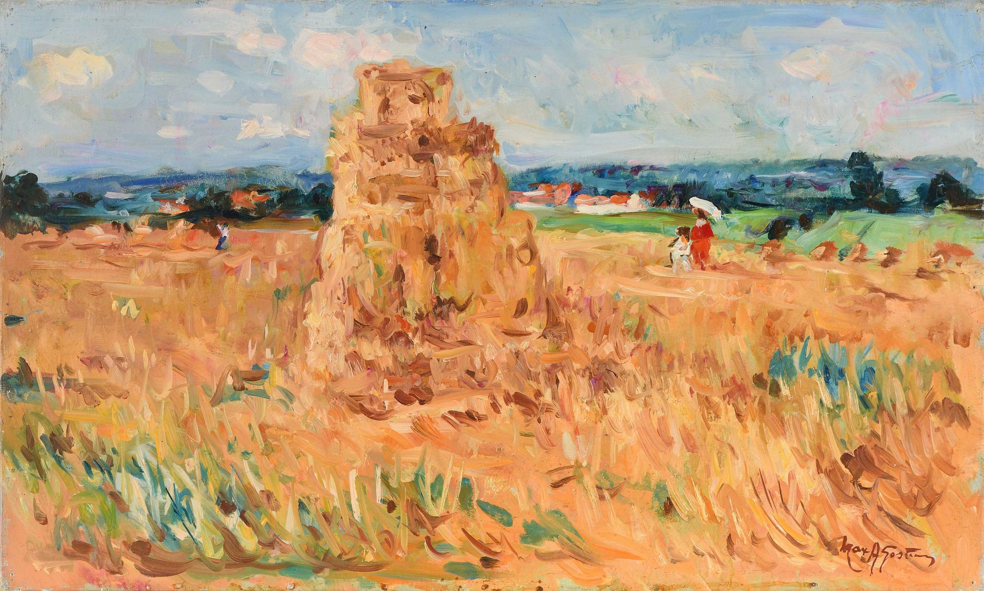 Null Max AGOSTINI (1914-1997) The millstone 布面油画。右下方有签名。33 x 55 cm (E3)