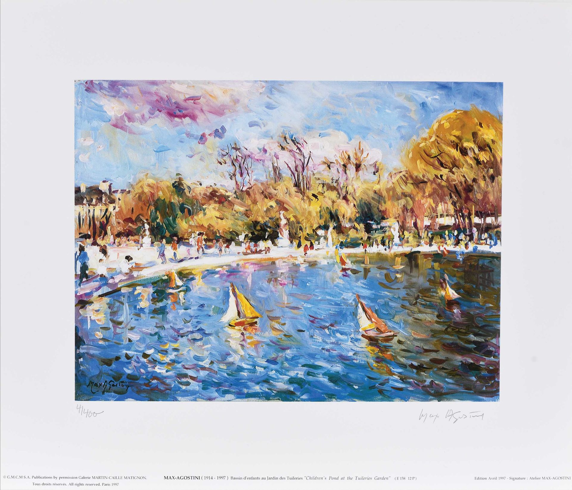 Null Max AGOSTINI (1914-1997)的一批约50幅版画，Bassin d'enfants au jardin des Tuileries &hellip;