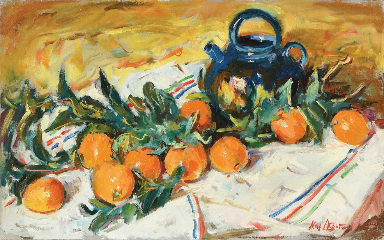 Null Max AGOSTINI (1914-1997) Stillleben mit Mandarinen Öl auf Leinwand. Signier&hellip;