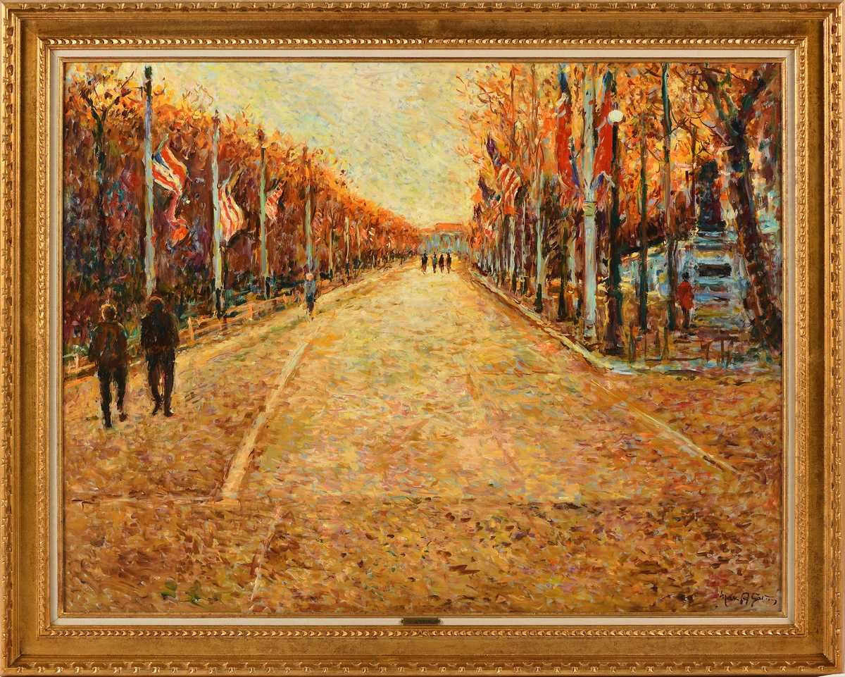 Null Max AGOSTINI (1914-1997) L entrée du Palais de Buckingham à l automne Huile&hellip;