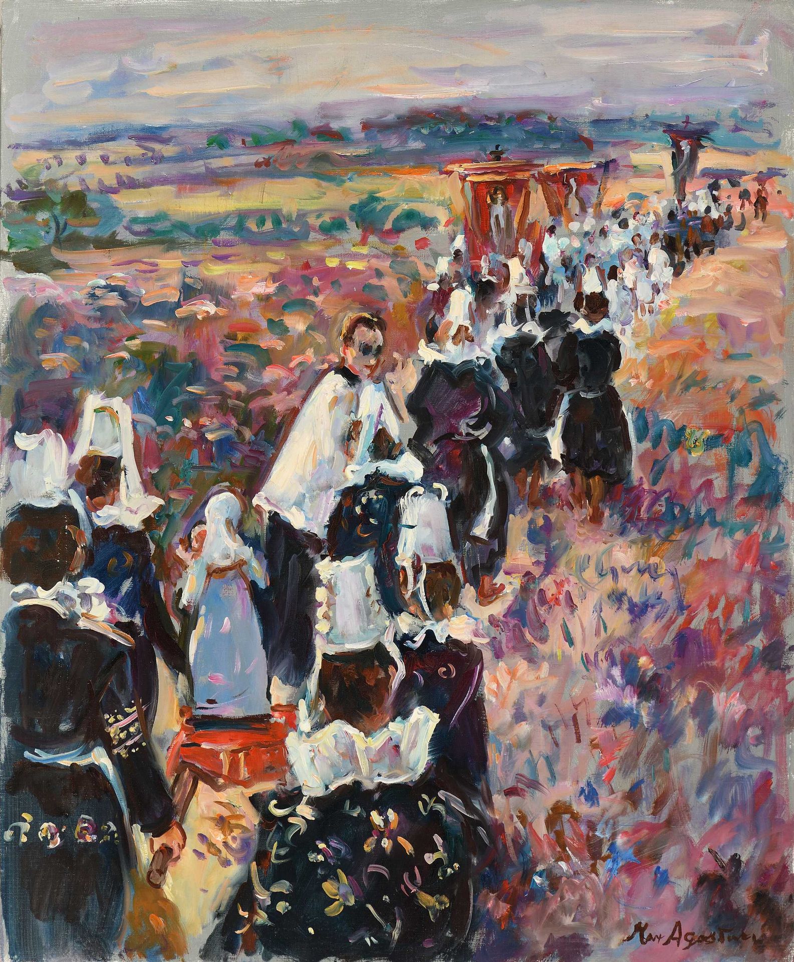 Null Max AGOSTINI (1914-1997) The Pardon: Religious Procession, 1976 Oil on canv&hellip;