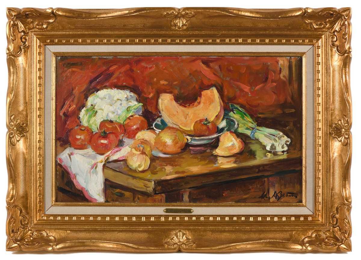 Null Max AGOSTINI (1914-1997) Still life with autumn vegetables Oil on canvas. S&hellip;