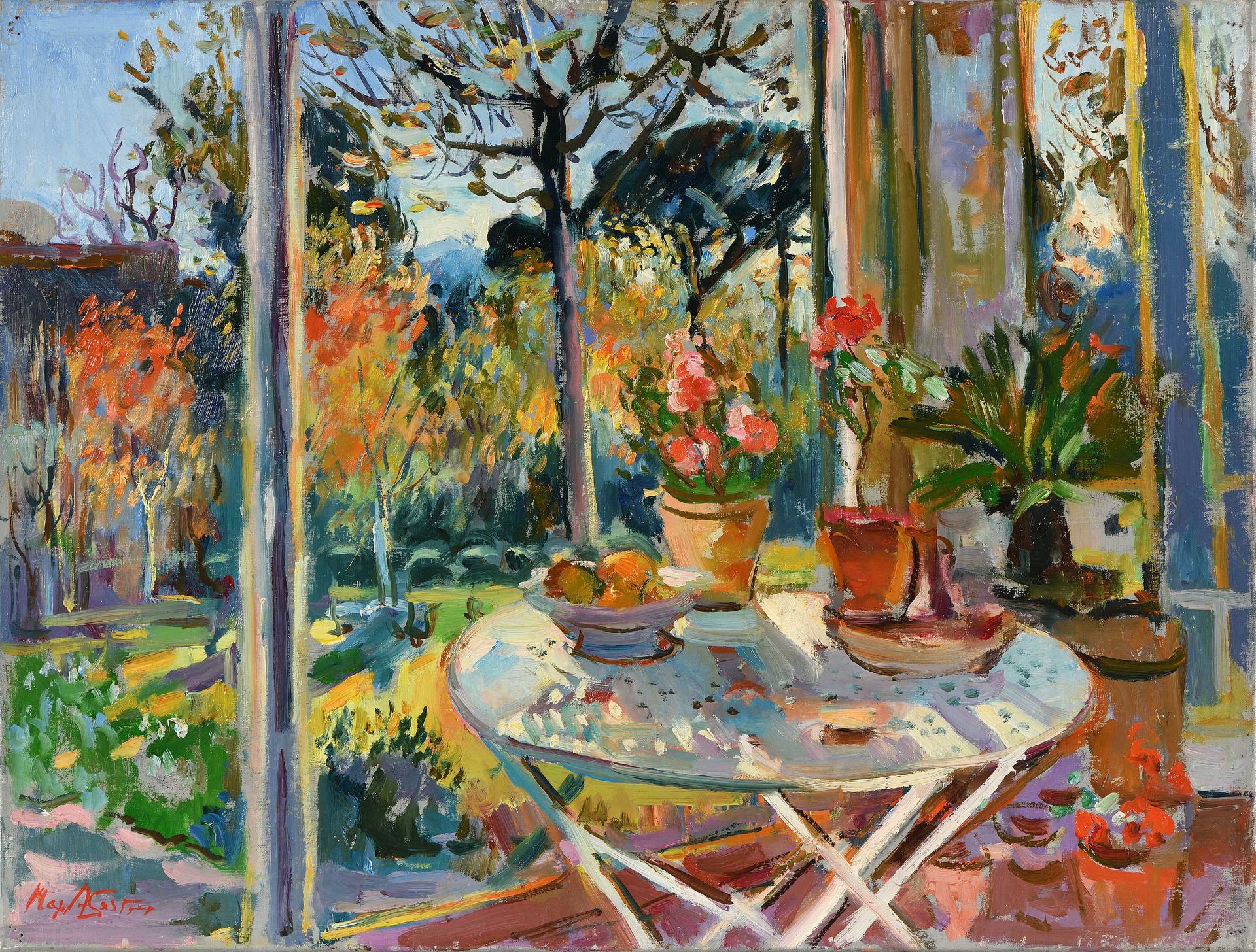 Null Max AGOSTINI (1914-1997) Il giardino d'inverno Olio su tela. Firmato in bas&hellip;