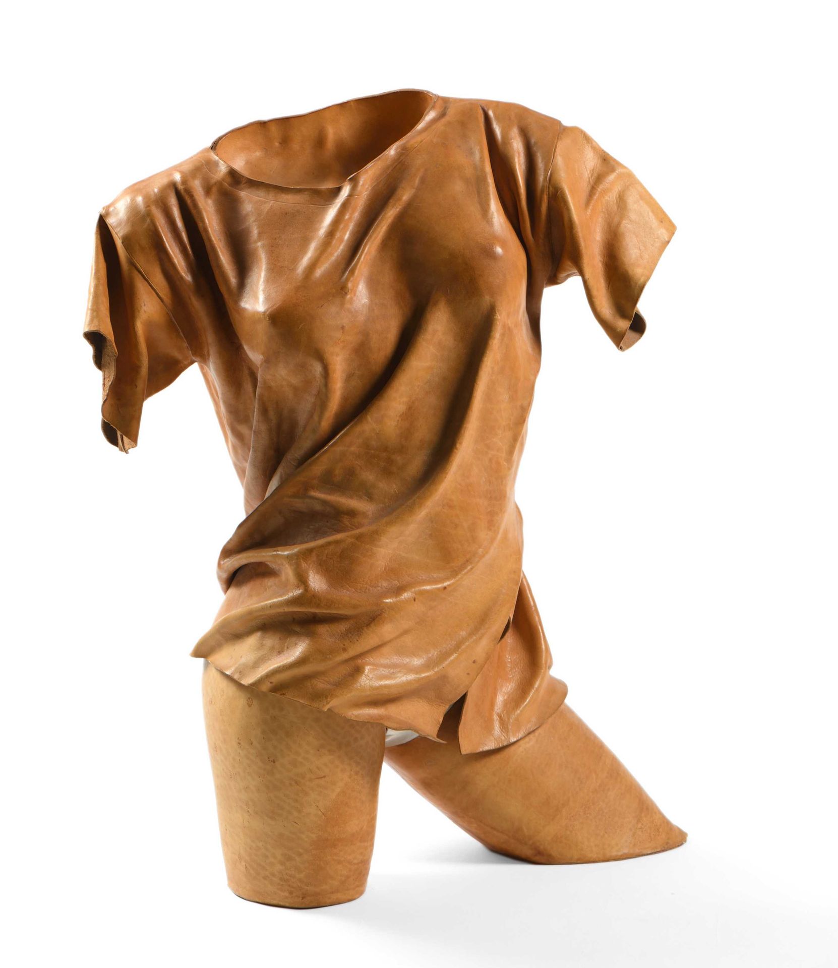 Null Bertrand PATRICK (XXe-XXIe) Buste de femme Sculpture en cuir signée. 78 x 6&hellip;