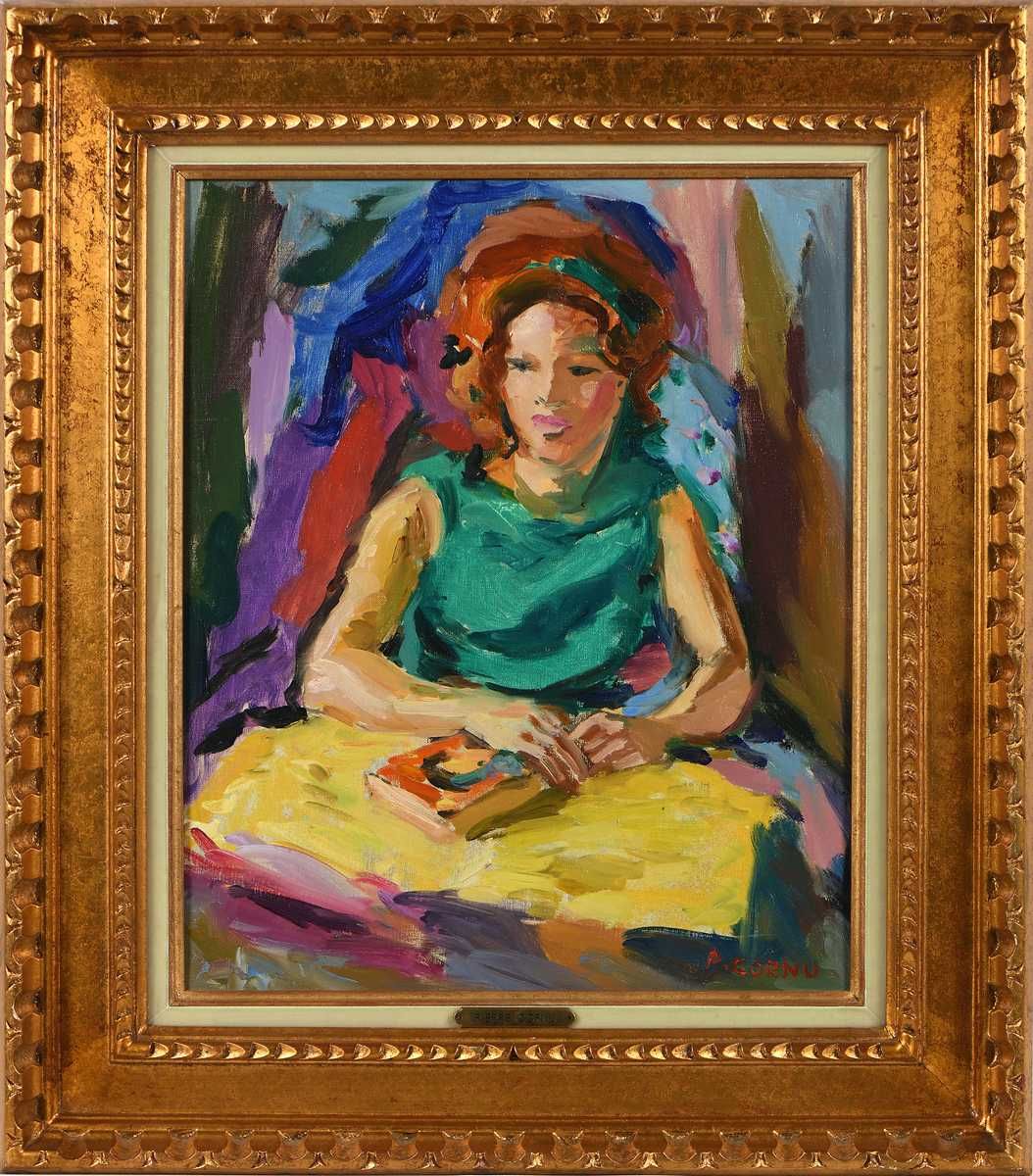 Null Pierre CORNU (1895-1996) Janet in green blouse Oil on canvas Signed lower r&hellip;