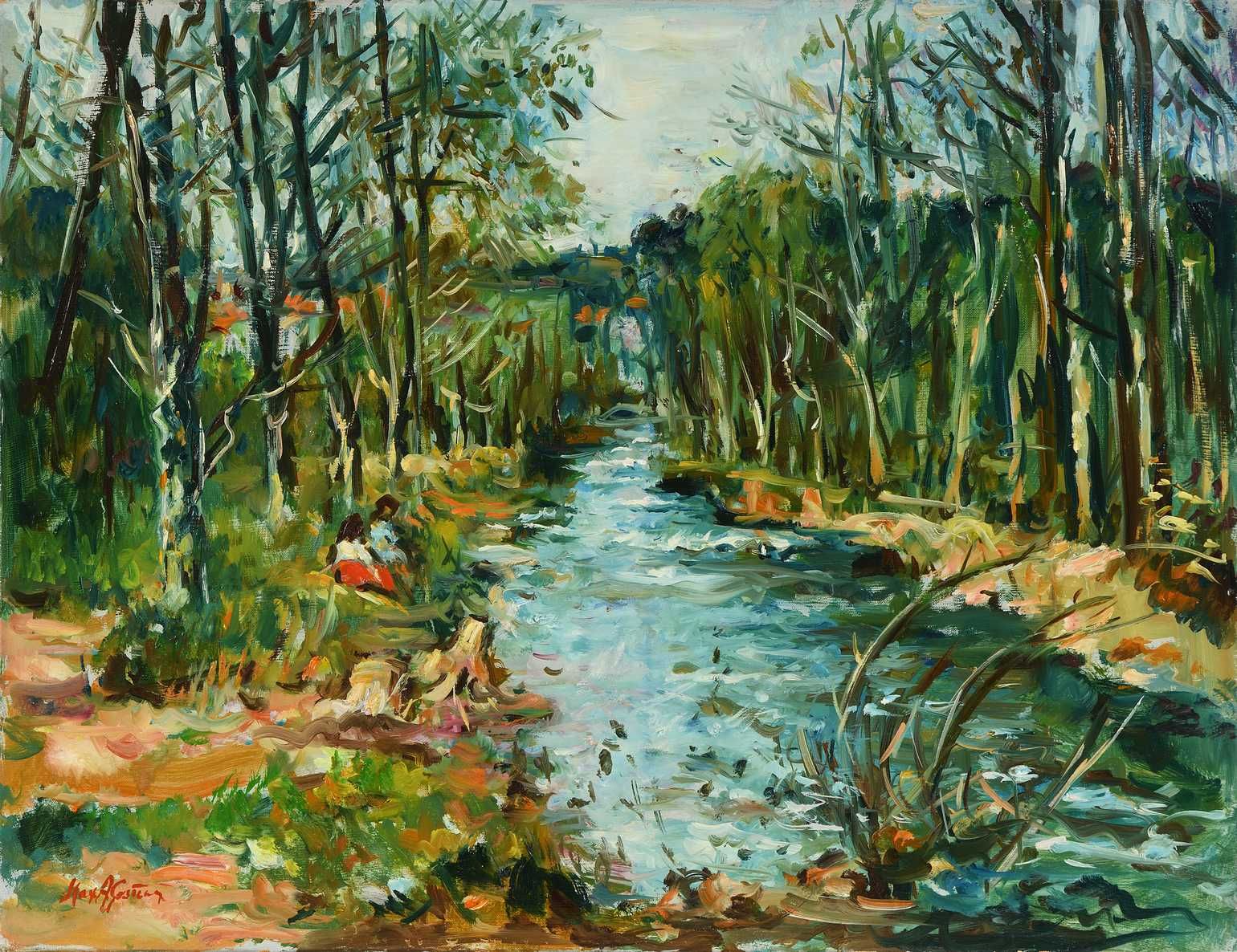 Null 马克斯-阿戈斯蒂尼(1914-1997) 河流的边缘，L Arc，萨瓦省，1981 布面油画。左下角有签名。50 x 65 cm (C868) 参考文&hellip;