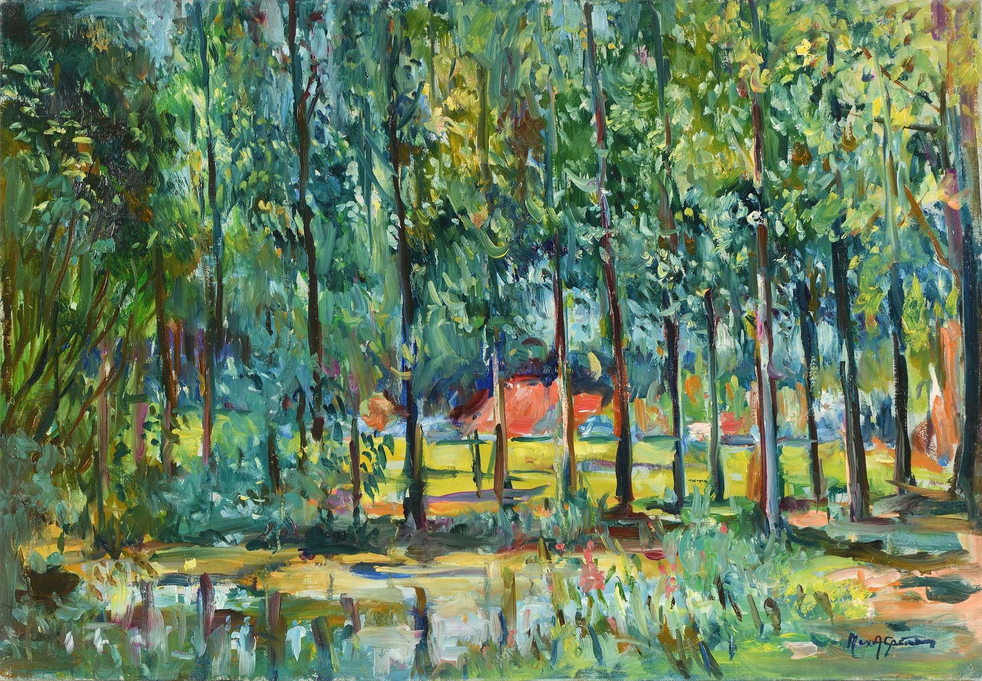Null Max AGOSTINI (1914-1997) Alley of poplars 布面油画。右下方有签名。38 x 55 cm (C881)