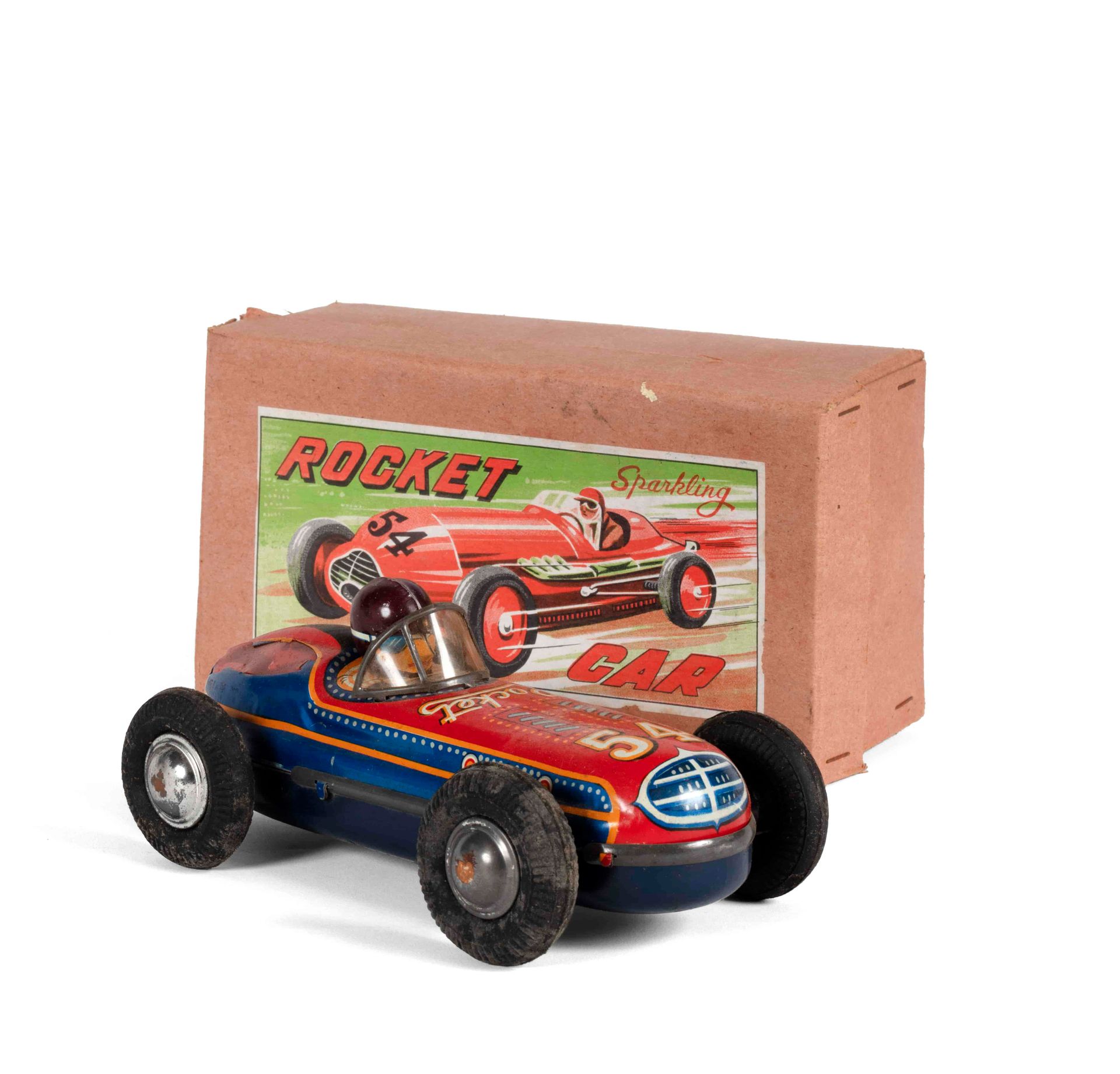 Null BANDAI - ROCKET CAR. Toy consisting of a car and its driver, in lithographe&hellip;