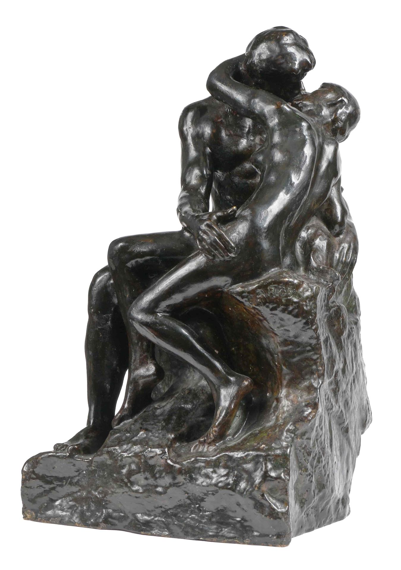 Null D’après Auguste RODIN (1840-1917) Le baiser Epreuve en bronze à patine vert&hellip;