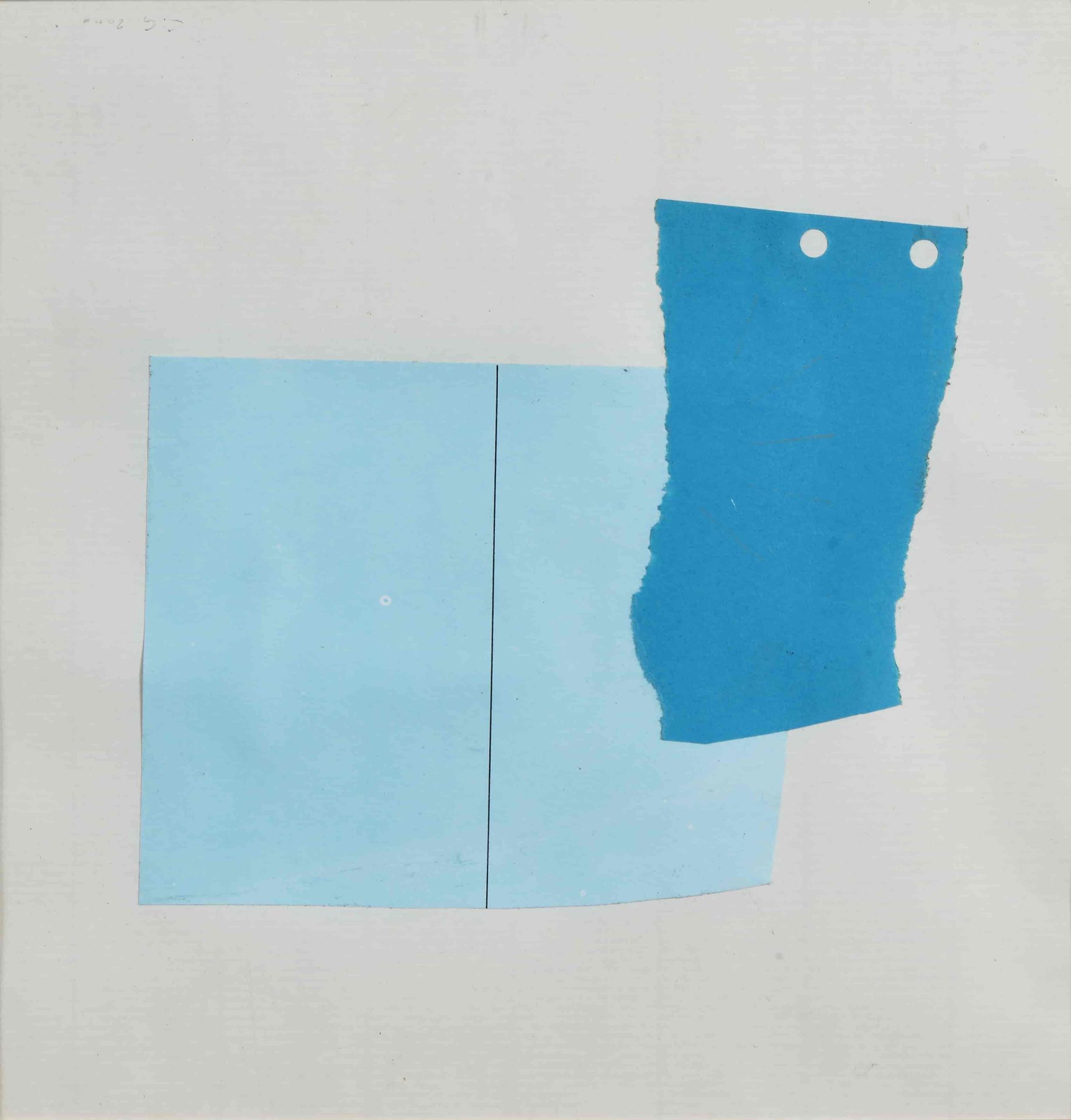 Null Christian GRELIER (né en 1960) Bleu sur bleu Collage sur papier signé en ba&hellip;