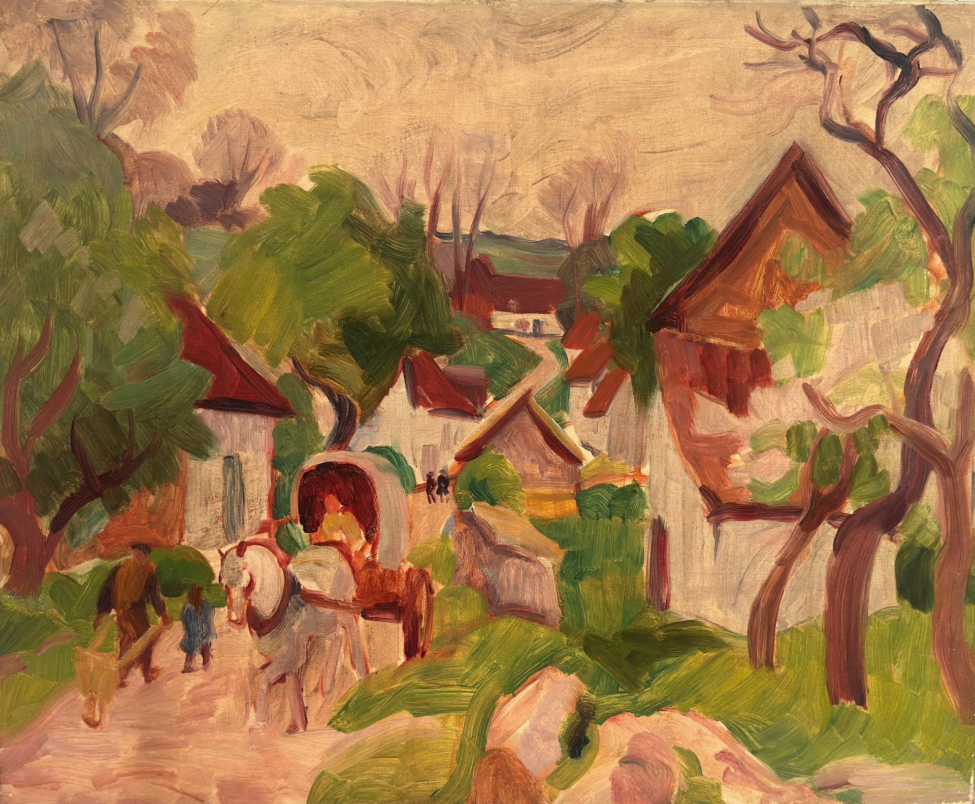Null JULES EMILE ZINGG (1882-1942) Vue du village Huile sur toile. 60 x 73cm
