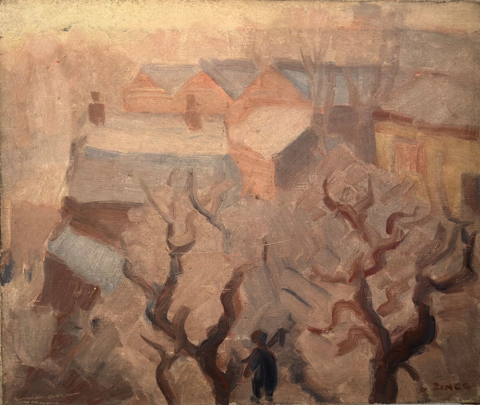 Null JULES EMILE ZINGG (1882-1942) Neige autour de Paris Huile sur toile. Signée&hellip;