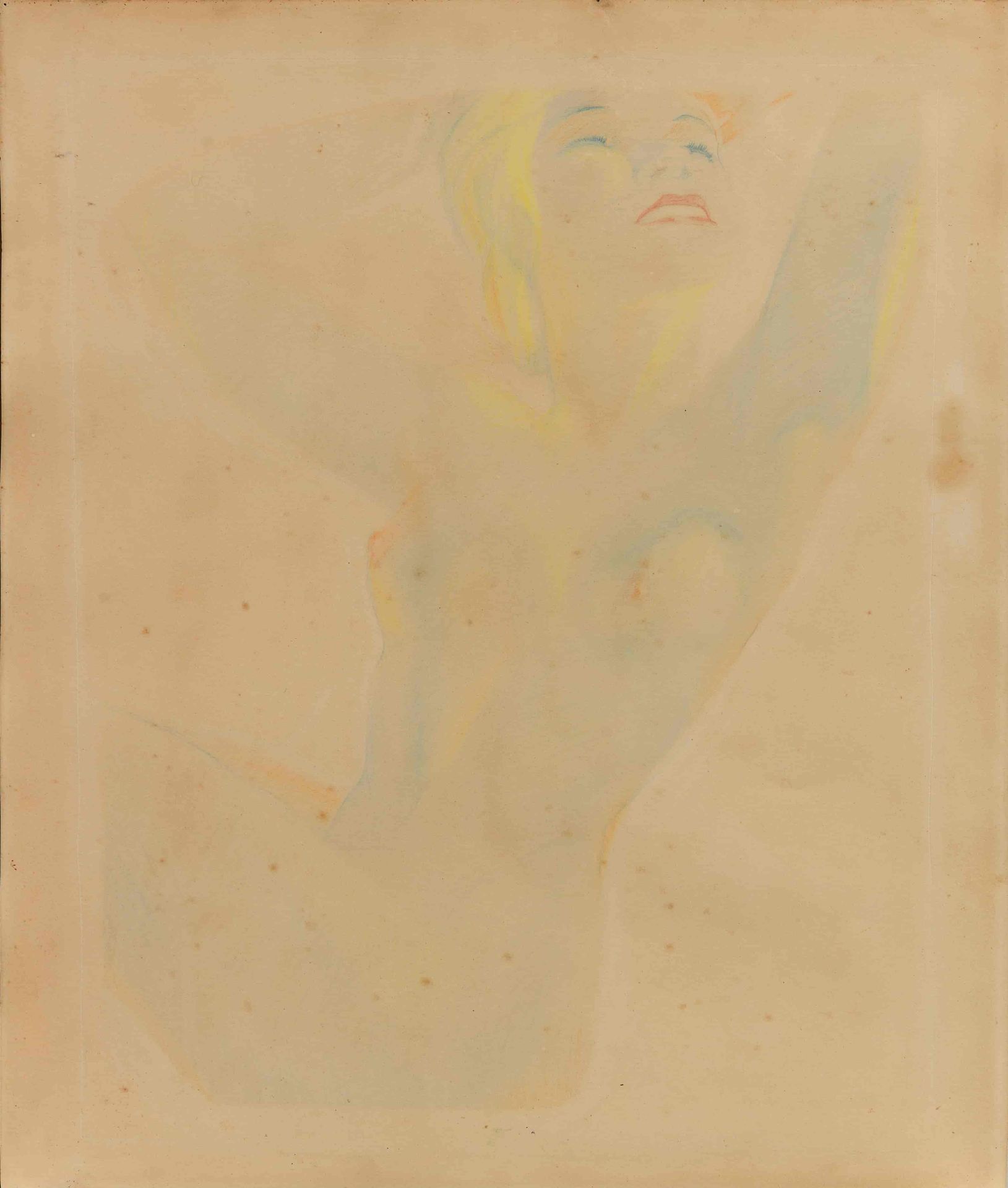 Null Ecole Moderne Femme Aquarelle sur papier. 49 x 38 cm