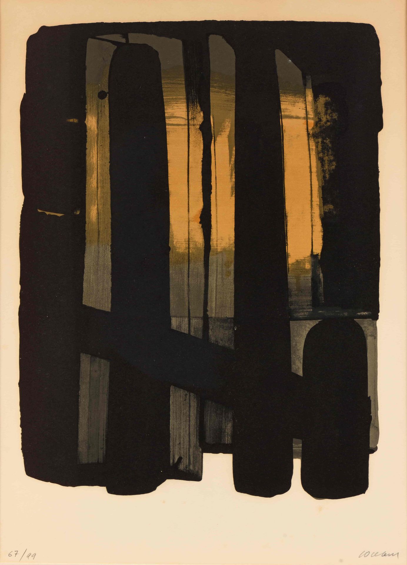 Null Pierre SOULAGES (1919-2022) Lithographie N°38 (1975) Lithographie en couleu&hellip;