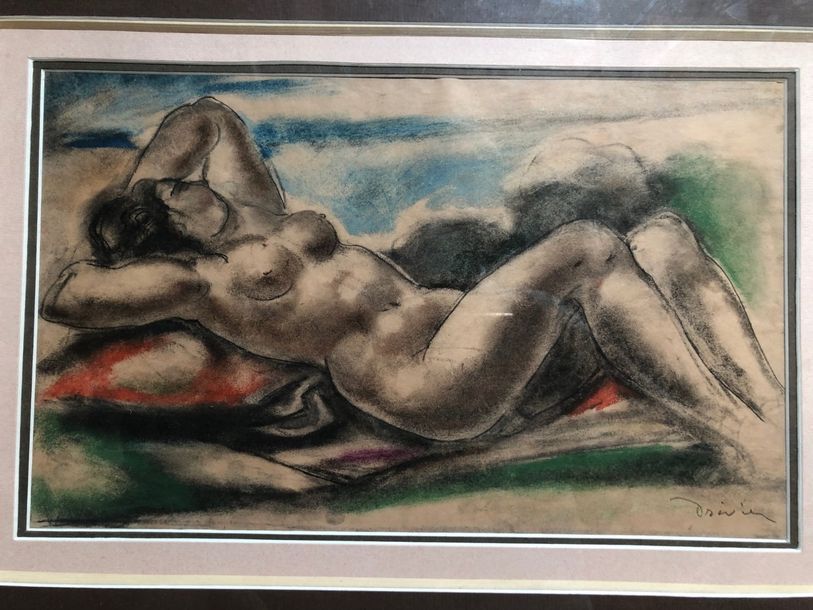 Null Léon Ernest DRIVIER
Etude d'une femme nue allongée
Fusain et pastel
Signé e&hellip;