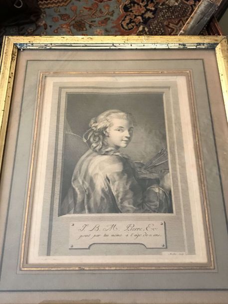 Null Jean-Baptiste Marie PIERRE (1713/14-1789) Autoportrait Lithographie ou grav&hellip;