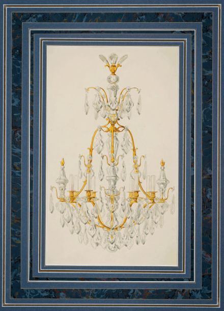 Attribué à Henri VIAN (1860-1905) 
Projet de lustre
Aquarelle sur papier.
A vue:&hellip;
