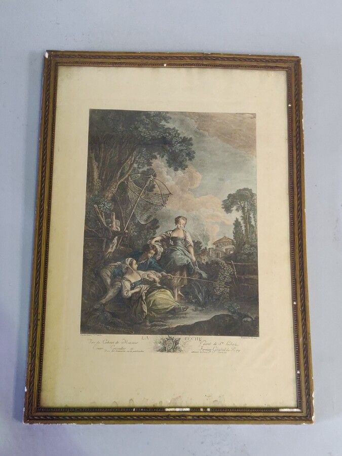 Null Coloured engraving after BOUCHER 

"The fishing " 45 x 31 cm